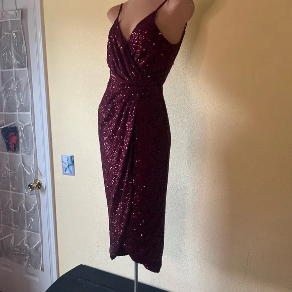 Blue Rain Dresses | Blue Rain Burgundy Sequin Midi Dress | Color: Red | Size: S | Brettcorbett's Closet Blue Rain Dresses | Blue Rain Burgundy Sequin Midi Dress | Color: Red | Size: S | Brettcorbett's Closet